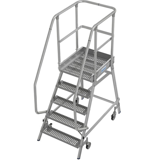 Mobile safety steps with R13 anti-slip properties, with single sided access, 5 steps incl. platform.