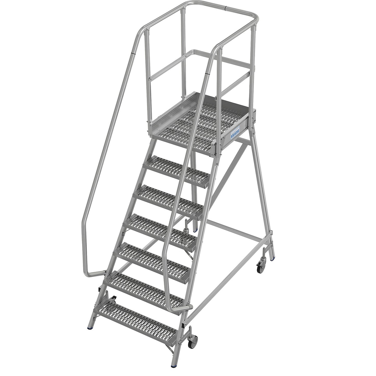 Mobile safety steps with R13 anti-slip properties, with single sided access, 7 steps incl. platform.