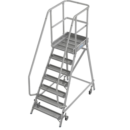 Mobile safety steps with R13 anti-slip properties, with single sided access, 7 steps incl. platform.
