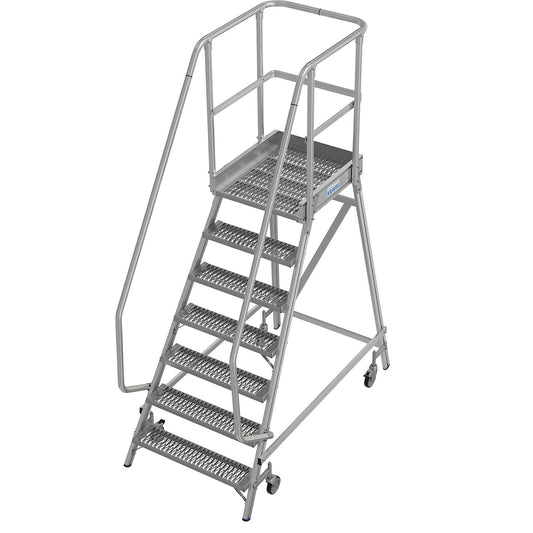 Mobile safety steps with R13 anti-slip properties, with single sided access, 7 steps incl. platform.