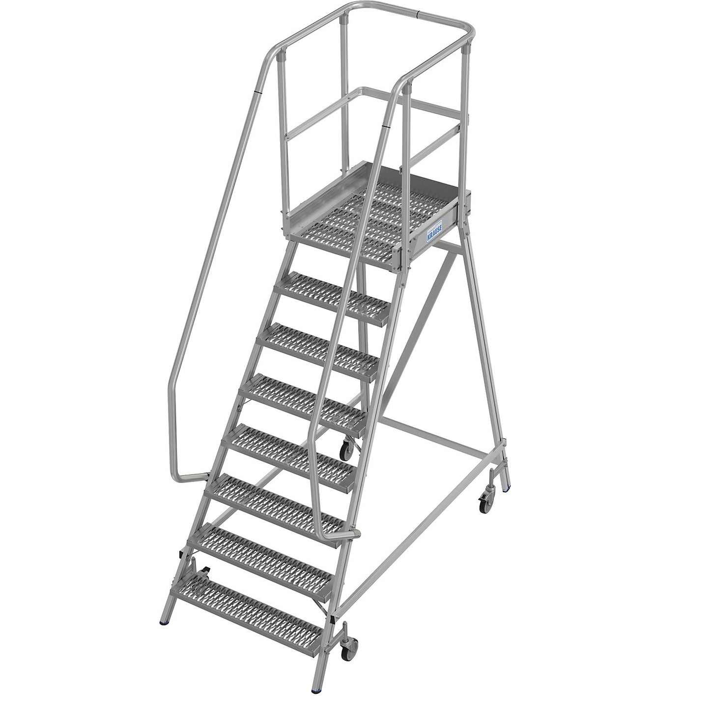 Mobile safety steps with R13 anti-slip properties, with single sided access, 8 steps incl. platform.