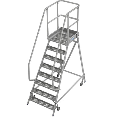 Mobile safety steps with R13 anti-slip properties, with single sided access, 8 steps incl. platform.