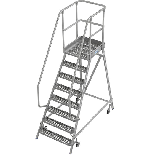 Mobile safety steps with R13 anti-slip properties, with single sided access, 8 steps incl. platform.