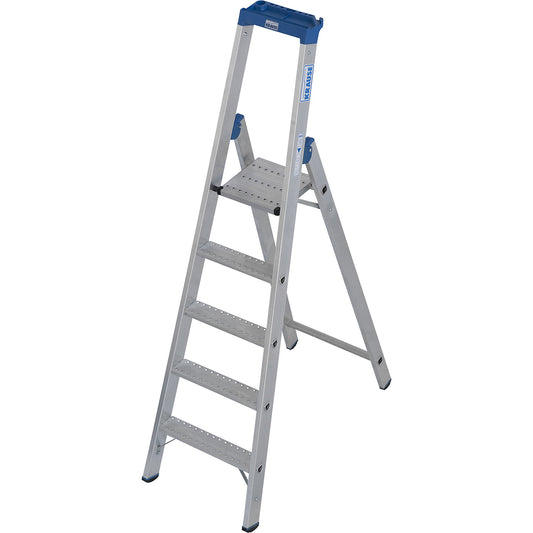 Aluminium stepladder, with R13 anti-slip properties, single sided access, 5 steps incl. platform.