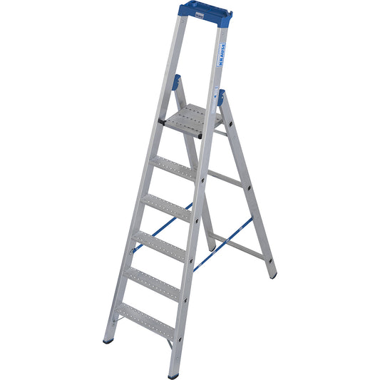 Aluminium stepladder, with R13 anti-slip properties, single sided access, 6 steps incl. platform.