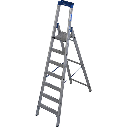Aluminium stepladder, with R13 anti-slip properties, single sided access, 7 steps incl. platform.