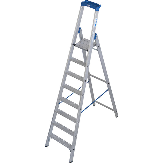 Aluminium stepladder, with R13 anti-slip properties, single sided access, 8 steps incl. platform.