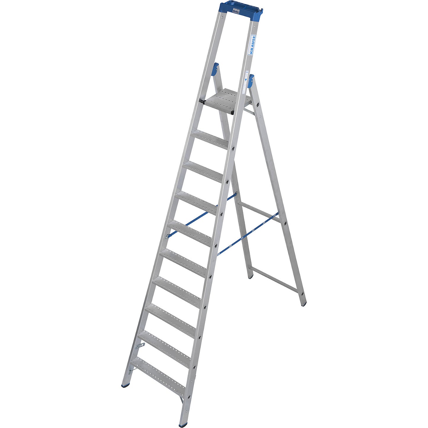 Aluminium stepladder, with R13 anti-slip properties, single sided access, 10 steps incl. platform.