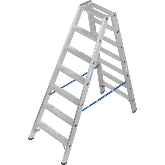 Aluminium stepladder, with R13 anti-slip properties, double sided access, 2x7 steps.