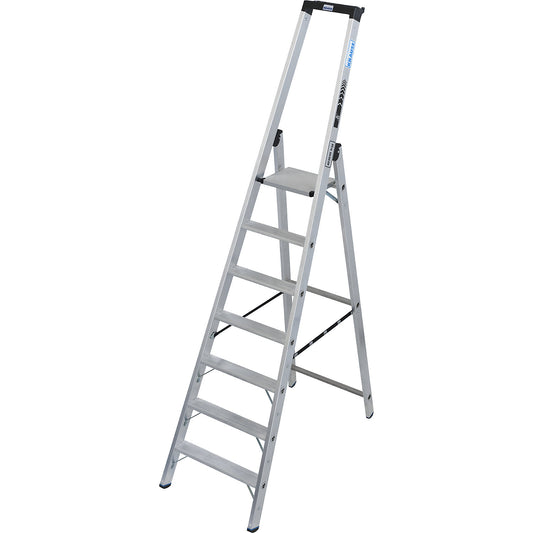 Heavy duty step ladder, single sided access, up to 225 kg, 7 steps incl. platform.