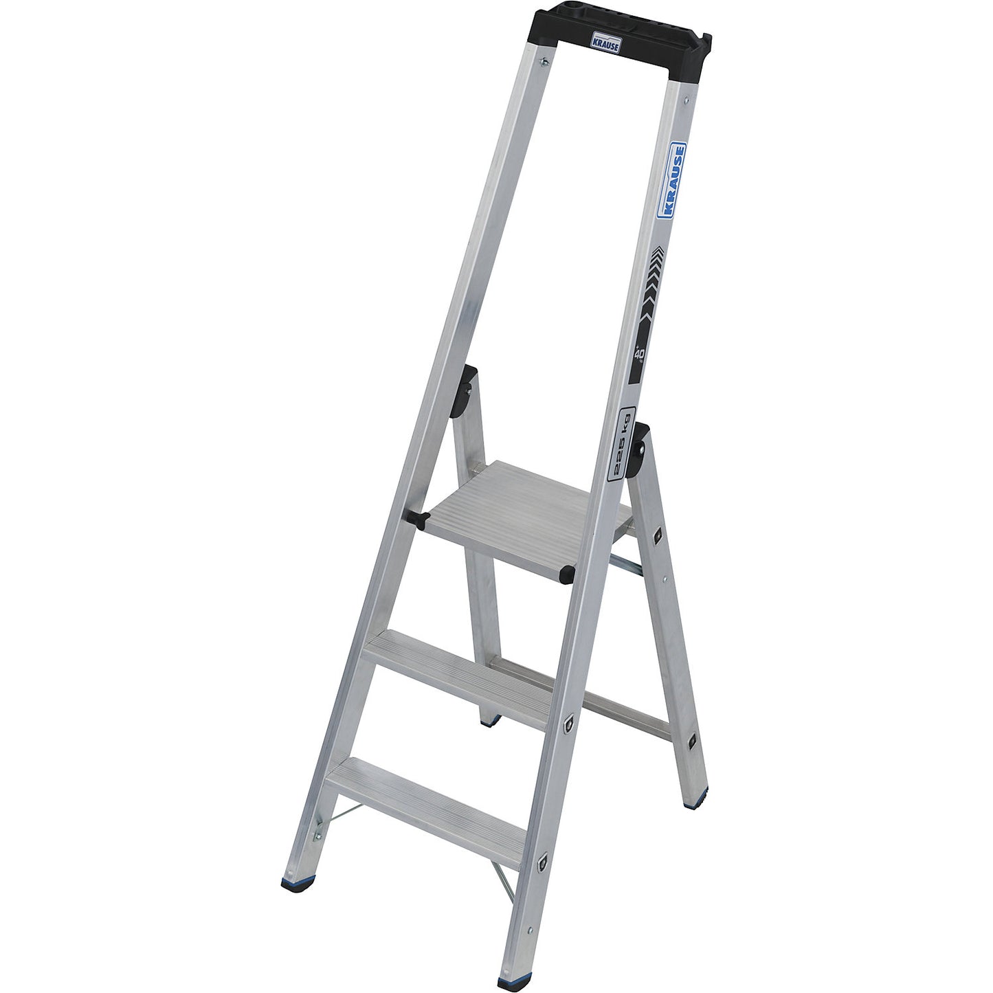 Heavy duty step ladder, single sided access, up to 225 kg, 3 steps incl. platform.