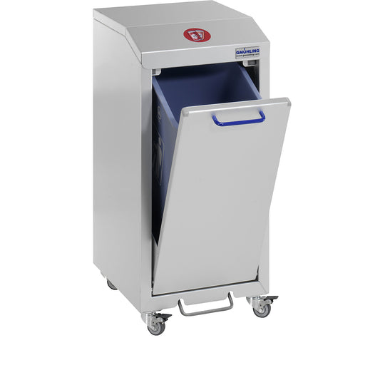 G®-COLLECT aluminium recyclable waste collector, capacity 1 x 45 l, silver.