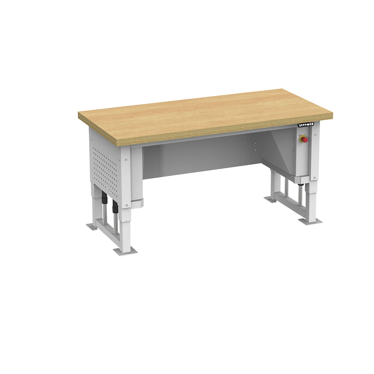Heavy duty table, electrically height adjustable, worktop width 1685 mm, max. surface load 1000 kg, light grey RAL 7035.