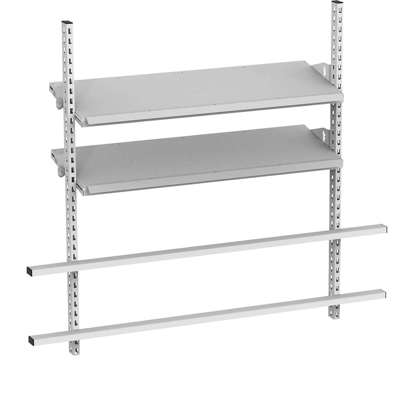 Add-on for table with inclined shelves, with 2 supports and 2 shelves, width 1685 mm.