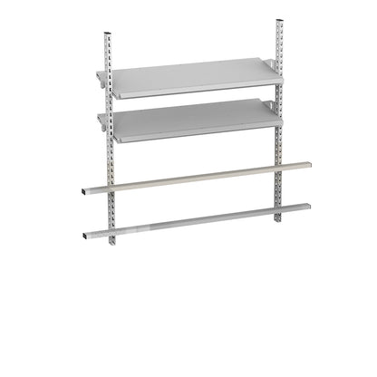 Add-on for table with inclined shelves, with 2 supports and 2 shelves, width 2030 mm.
