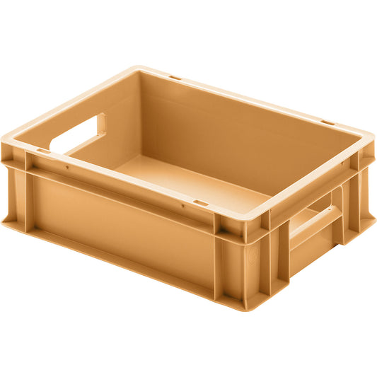 Euro size container, closed, with open grips, LxWxH 400 x 300 x 120 mm, orange.