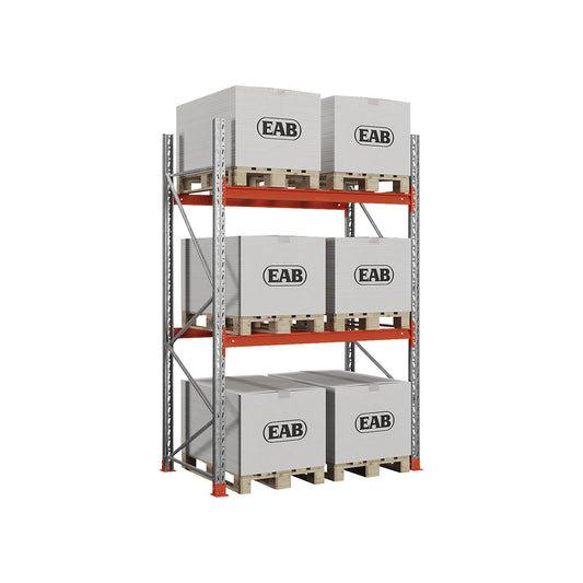 Space pallet racking, zinc plated/orange, HxWxD 2500 x 2030 x 1100 mm, max. shelf load 2000 kg, standard shelf unit.
