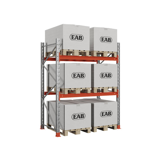 Space pallet racking, zinc plated/orange, HxWxD 3000 x 2030 x 1100 mm, max. shelf load 2000 kg, standard shelf unit.