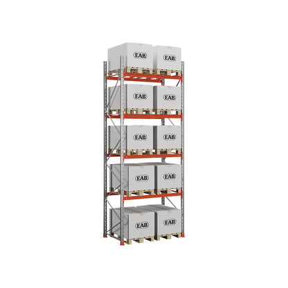Space pallet racking, zinc plated/orange, HxWxD 5000 x 2030 x 1100 mm, max. shelf load 2000 kg, standard shelf unit.