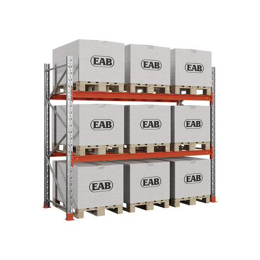 Space pallet racking, zinc plated/orange, HxWxD 2500 x 2930 x 1100 mm, max. shelf load 2250 kg, standard shelf unit.