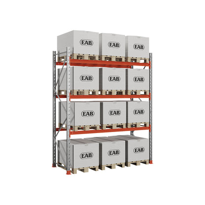 Space pallet racking, zinc plated/orange, HxWxD 3500 x 2930 x 1100 mm, max. shelf load 2250 kg, standard shelf unit.