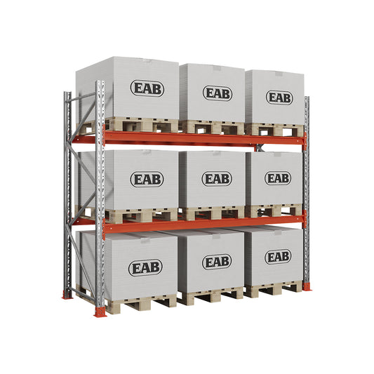 Space pallet racking, zinc plated/orange, HxWxD 2500 x 2930 x 1100 mm, max. shelf load 3000 kg, standard shelf unit.