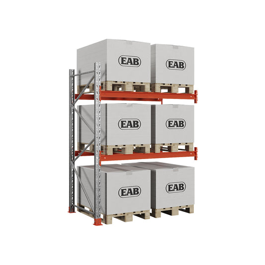 Space pallet racking, zinc plated/orange, HxWxD 2500 x 1940 x 1100 mm, max. shelf load 2000 kg, extension shelf unit.