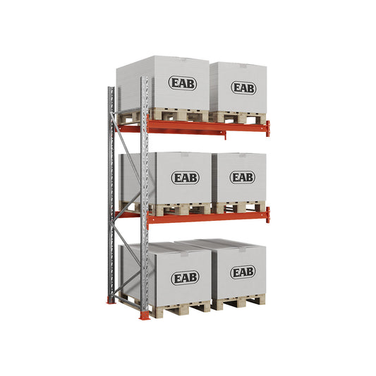 Space pallet racking, zinc plated/orange, HxWxD 3000 x 1940 x 1100 mm, max. shelf load 2000 kg, extension shelf unit.