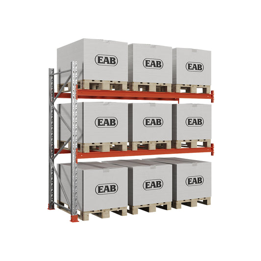 Space pallet racking, zinc plated/orange, HxWxD 2500 x 2840 x 1100 mm, max. shelf load 2250 kg, extension shelf unit.