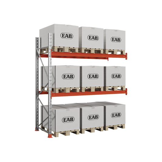 Space pallet racking, zinc plated/orange, HxWxD 3000 x 2840 x 1100 mm, max. shelf load 2250 kg, extension shelf unit.
