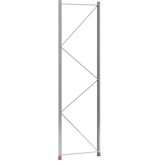 Upright frame for Space pallet racking, zinc plated, HxD 3500 x 1100 mm, max. load 9000 kg.