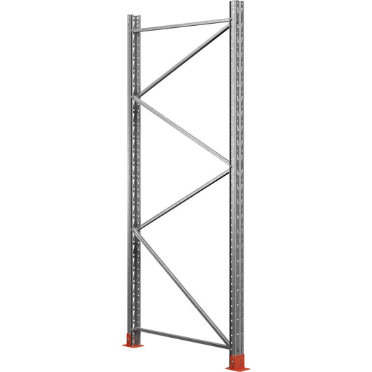 Upright frame for Space pallet racking, zinc plated, HxD 1500 x 1100 mm, max. load 9000 kg.