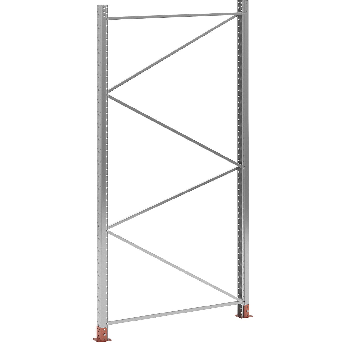 Upright frame for Space pallet racking, zinc plated, HxD 2000 x 1100 mm, max. load 9000 kg.