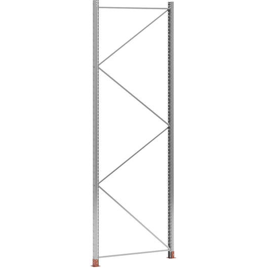 Upright frame for Space pallet racking, zinc plated, HxD 3000 x 1100 mm, max. load 9000 kg.