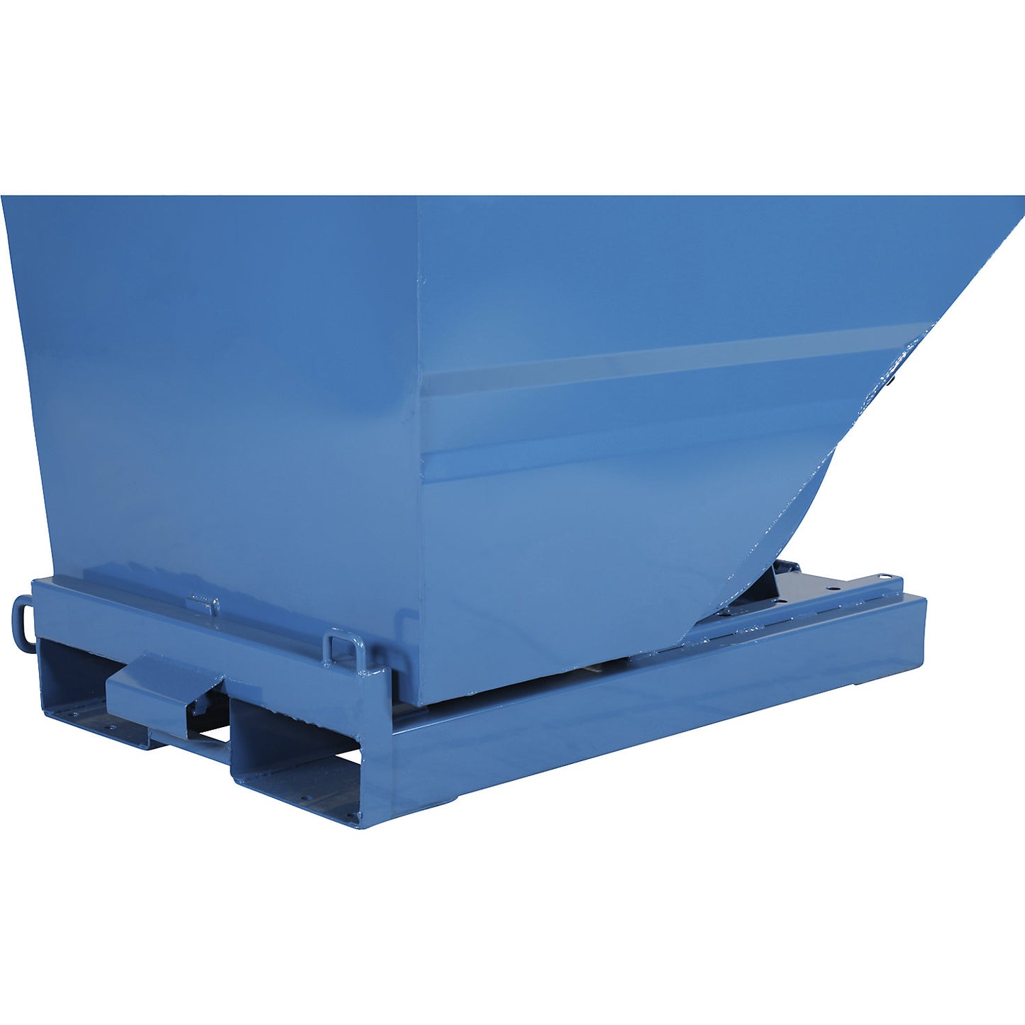 Tilting skip for lightweight goods, max. load 600 kg, signal blue RAL 5005, capacity 0.6 m³.