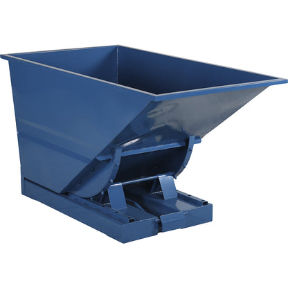 Tilting skip for lightweight goods, max. load 600 kg, signal blue RAL 5005, capacity 0.6 m³.