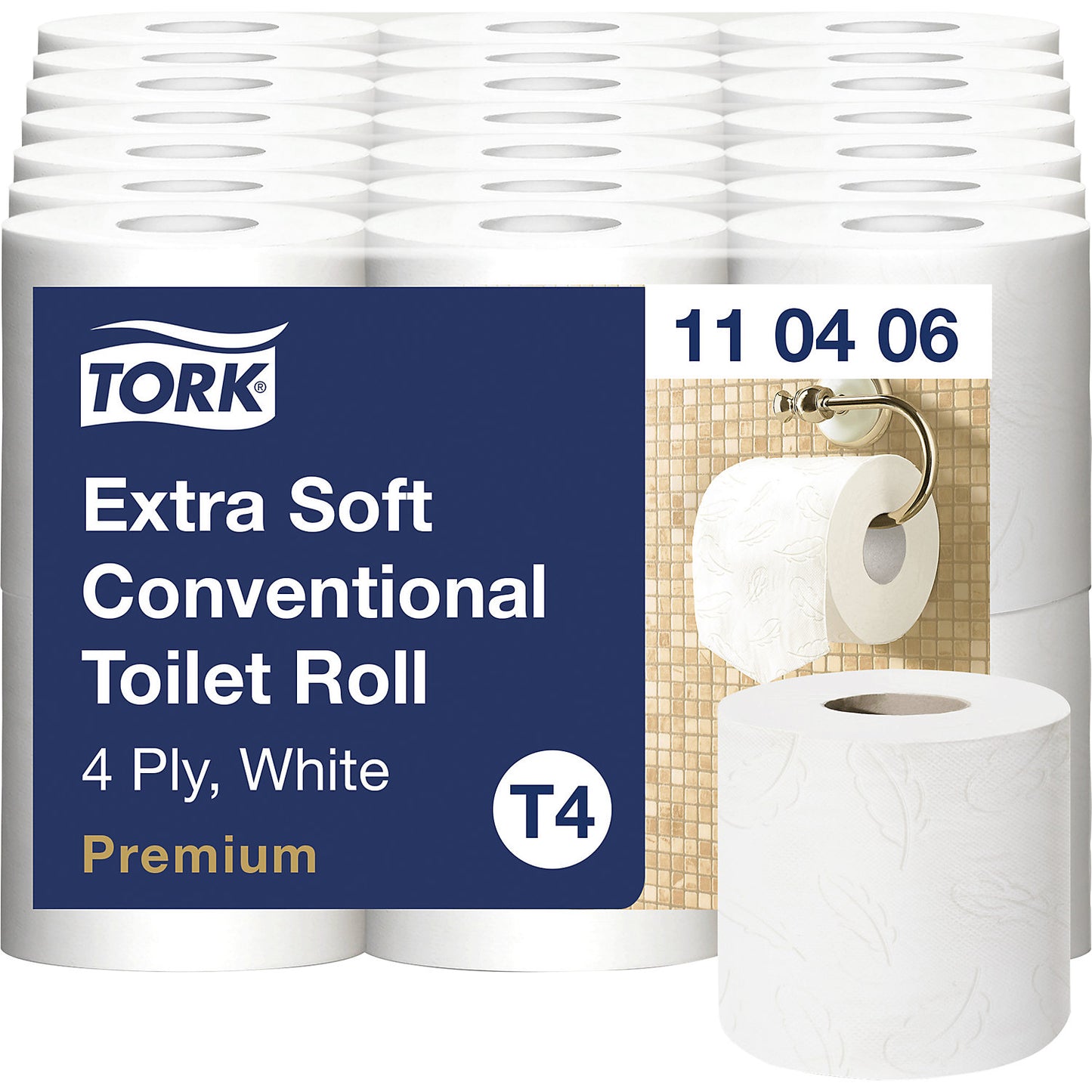 Toilet paper, extra soft, 4 ply, pack of 42 rolls (150 sheets/roll), white.