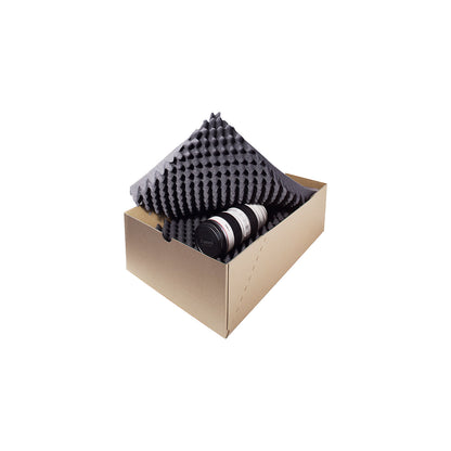 Dimpled foam sheet, black, pack of 25, LxW 500 x 350 mm, material thickness 40 mm.