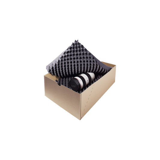Dimpled foam sheet, black, pack of 25, LxW 400 x 300 mm, material thickness 55 mm.