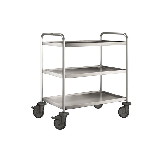BLANCO stainless steel serving trolley, with 3 shelves, max. load 120 kg, LxWxH 900 x 600 x 950 mm.