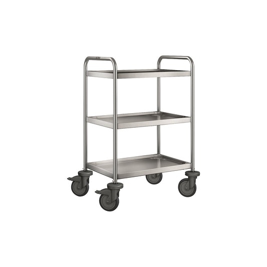 BLANCO stainless steel serving trolley, with 3 shelves, max. load 120 kg, LxWxH 700 x 500 x 950 mm.