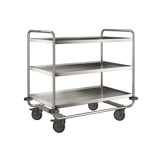 BLANCO stainless steel serving trolley, with 3 shelves, max. load 200 kg, LxWxH 1100 x 700 x 1010 mm.