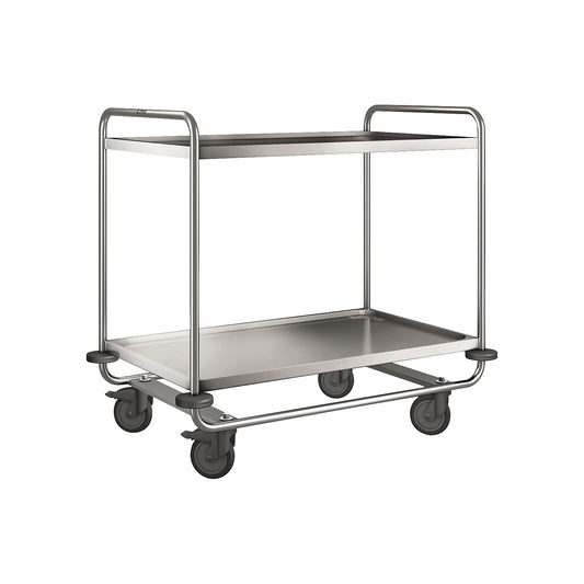 BLANCO stainless steel serving trolley, with 2 shelves, max. load 200 kg, LxWxH 1100 x 700 x 1010 mm.