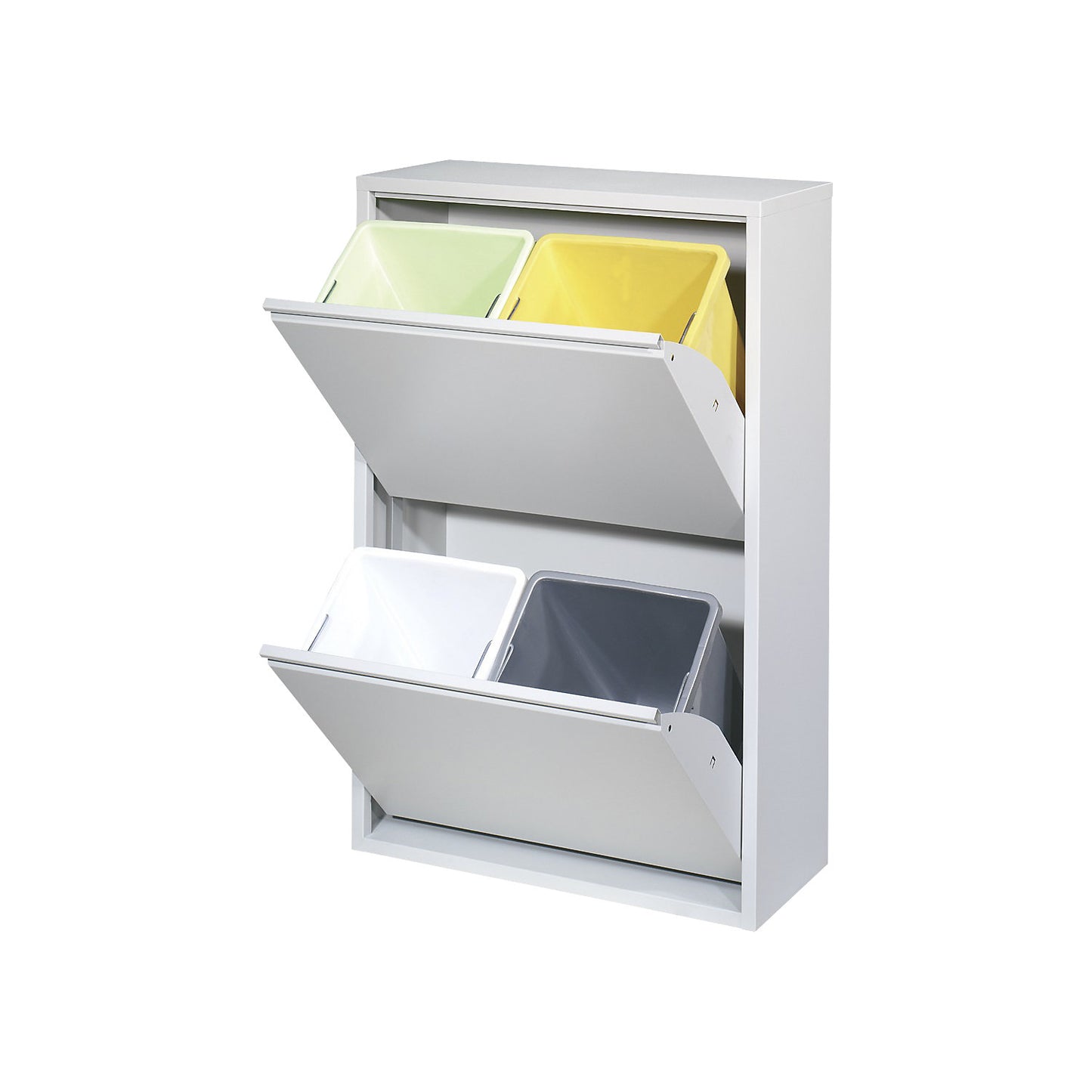 Recyclable waste collection cupboard, 4 x 14 l inner container, HxW 920 x 601 mm.