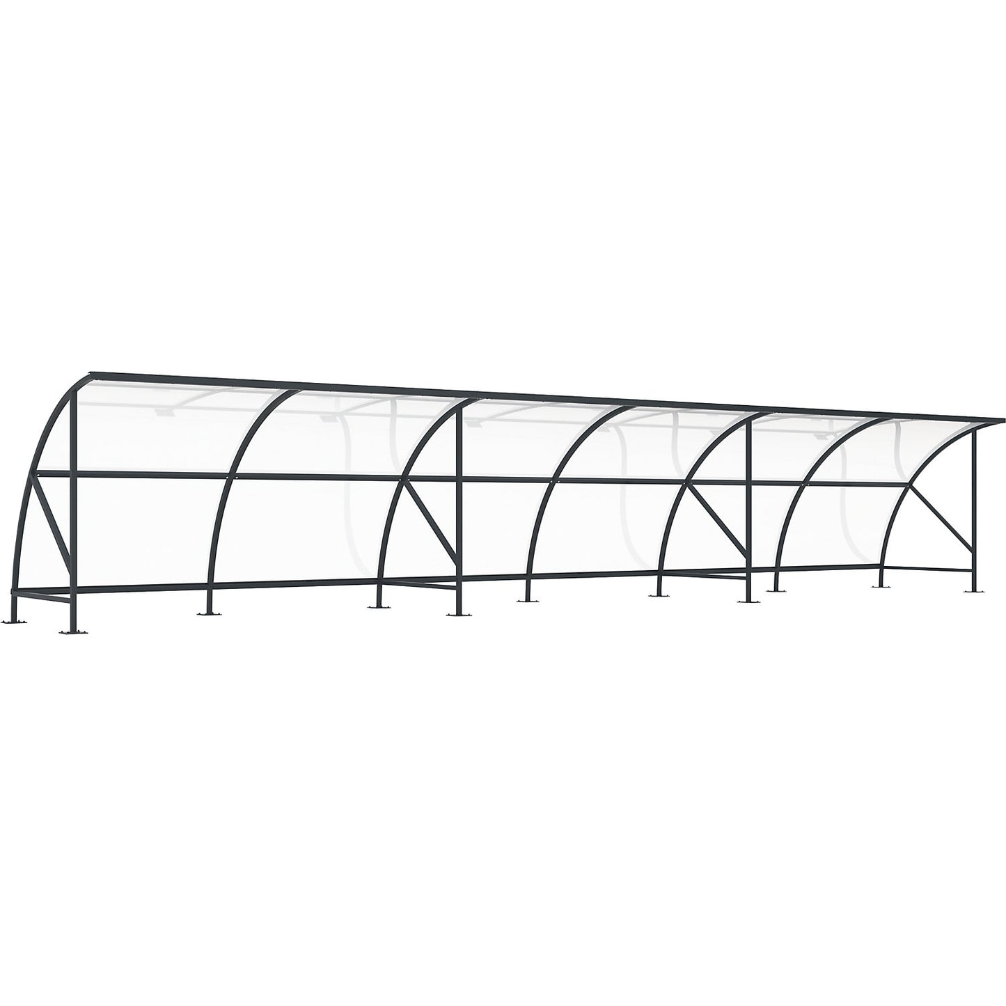 Bicycle shelter, made of polycarbonate, WxD 12350 x 2100 mm, charcoal RAL 7016.