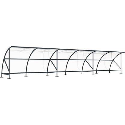 Bicycle shelter, made of polycarbonate, WxD 12350 x 2100 mm, charcoal RAL 7016.