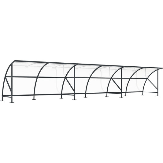 Bicycle shelter, made of polycarbonate, WxD 12350 x 2100 mm, charcoal RAL 7016.