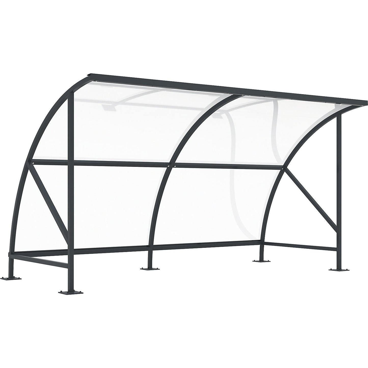 Bicycle shelter, made of polycarbonate, WxD 4130 x 2100 mm, charcoal RAL 7016.