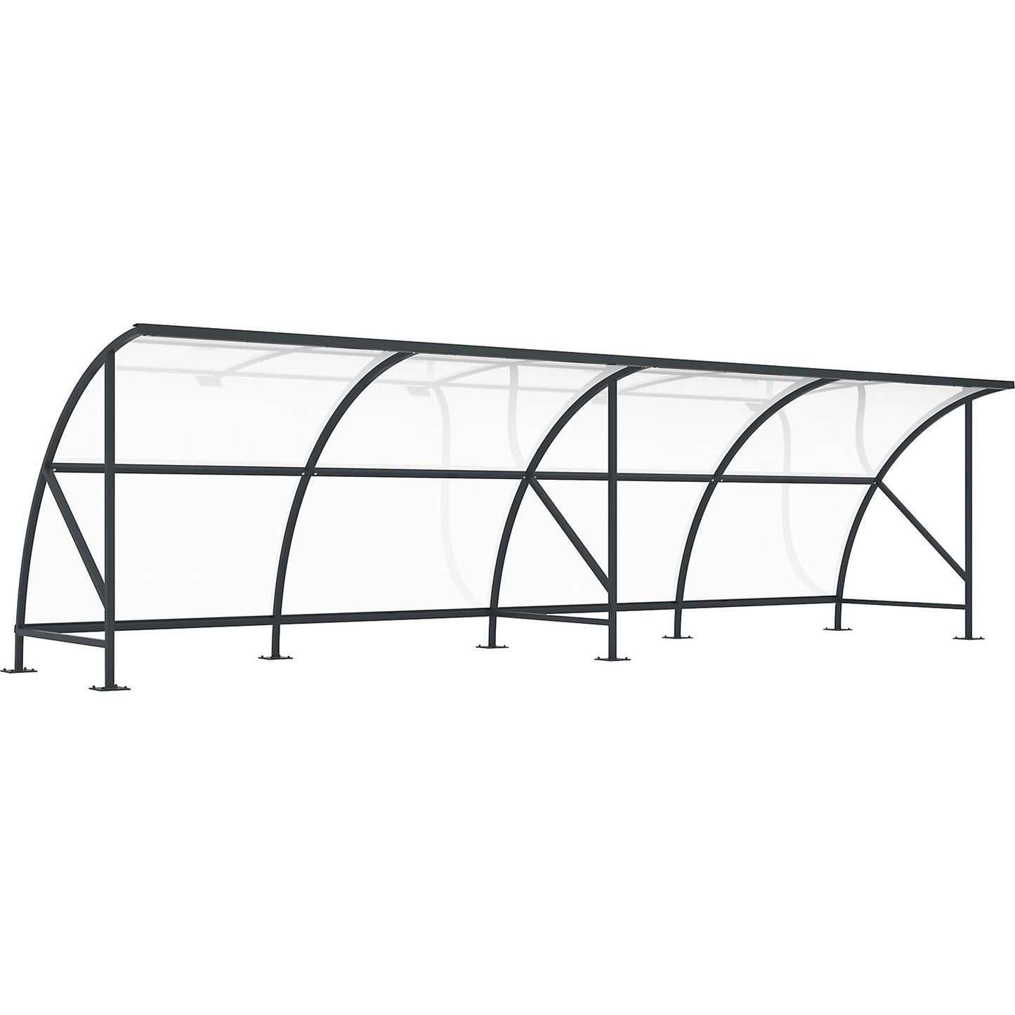 Bicycle shelter, made of polycarbonate, WxD 8250 x 2100 mm, charcoal RAL 7016.