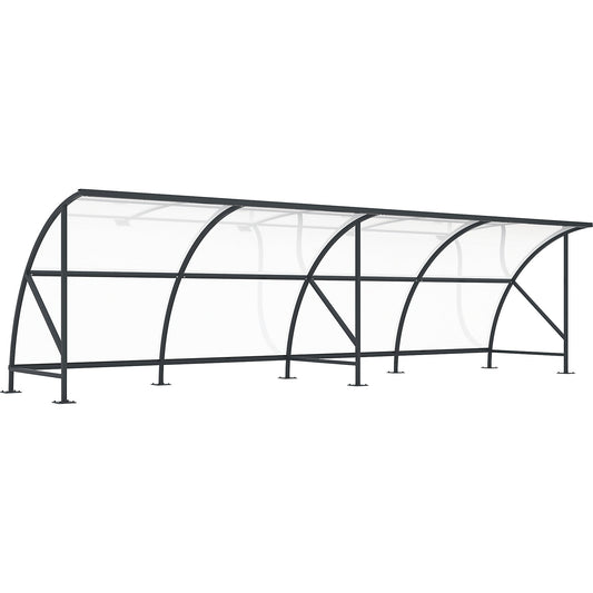 Bicycle shelter, made of polycarbonate, WxD 8250 x 2100 mm, charcoal RAL 7016.